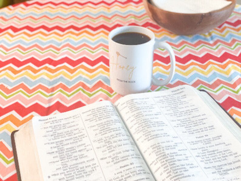 Honey From the Rock Mug, Christian Coffee Cup, Bible Verse Mug, Inspirational Faith Gift, Mom Gift, Grandma Gift, Religious Latte Cup image 2