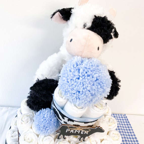Gateau De Couche Sur Le Theme De La Vache Piece Maitresse De Etsy