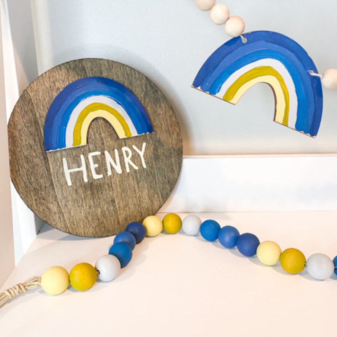 Rainbow Theme Baby Name Sign for Boy Circle Baby Name Sign Etsy