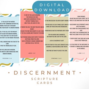 Memory Vers Karten auf Weisheit Unterscheidung, druckbare Bibelverse, thematische Bibel Journaling Karten, Memory Verse zum Wachsen des Glaubens, Christus Kultur