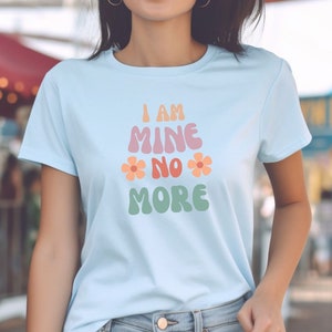 I Am Mine No More Christian Womens Tee, Faith T-Shirt, Short Sleeve Jersey Tee, Faith-Inspired T-Shirt, Gift for Her, Mom Gift image 3