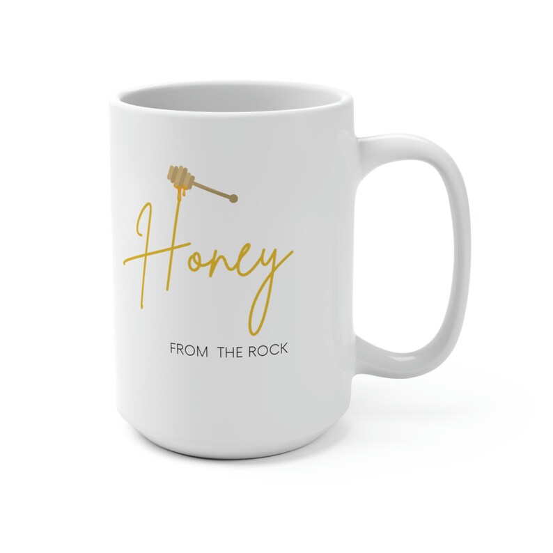 Honey From the Rock Mug, Christian Coffee Cup, Bible Verse Mug, Inspirational Faith Gift, Mom Gift, Grandma Gift, Religious Latte Cup image 1
