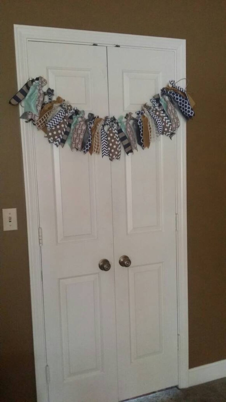 Ribbon Garland Custom Woodland Nursery Ribbon Banner Navy Grey Etsy