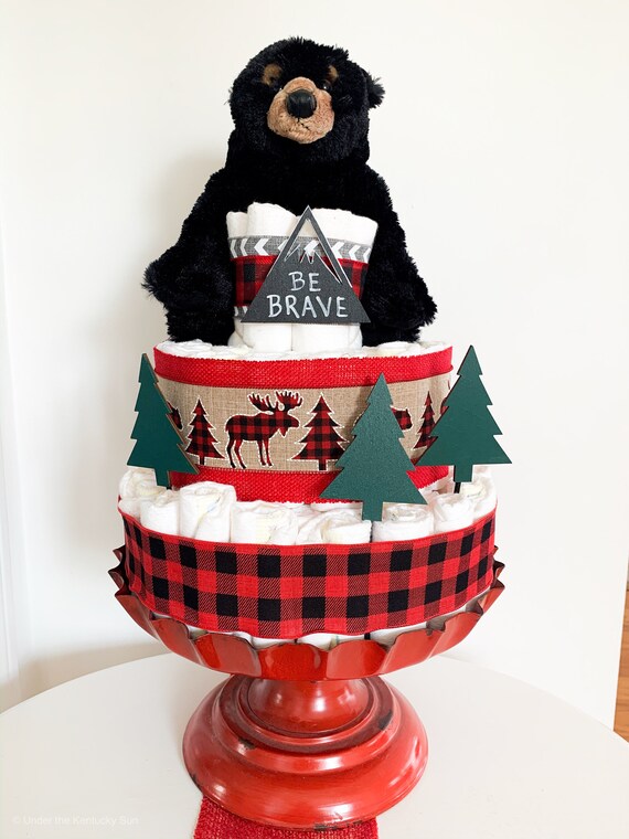 Gateau De Couche Theme Dours De Montagne Piece Maitresse De Etsy