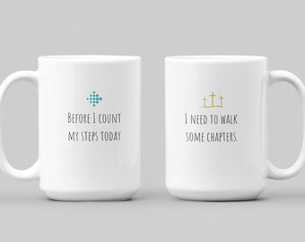 Christian Mug, Bible Theme Coffee Mug, Mom Gift, Dad Gift, Faith Mug, Fitness Theme Mug, Walker Coffee Cup, Walking and Praying