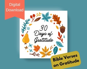 Gratitude Printable Bible Verse Cards for Fall, Thanksgiving Bible Verse Printable Cards Fall Theme, 30 Days of Gratitude Cards Download