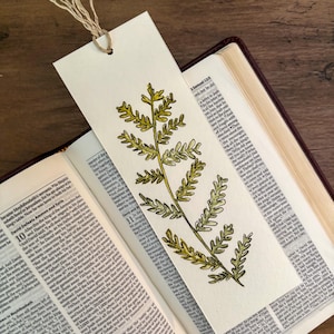bookmark. watercolor bookmark, original handpainted watercolor bookmarks. reader gift. for book lover. cute bookmark. Fern botanical