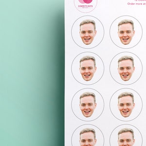 Custom Face Party Stickers 1-Inch Sheet Upload your photo face, friend or family face At Home Birthday Party Favor Stickers image 2