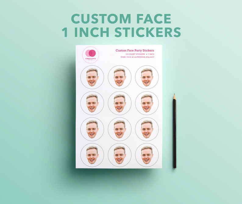Custom Face Party Stickers 1-Inch Sheet Upload your photo face, friend or family face At Home Birthday Party Favor Stickers image 1