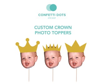Crown Face Photo Cupcake Topper Birthday, Crown Birthday Cupcake Topper | Princess Prince Crown Cupcake Toppern | Custom | Crown Face Cupcak
