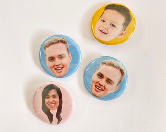 Custom Face Party Buttons - 1.25-inch | Upload your photo face, friend family face | Party Favor Buttons Class of 2023