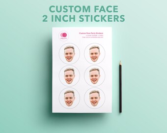 Custom Face Party Favor Stickers - 2-inch | Upload your photo face, friend or family face | At Home Birthday | Party Favor Stickers