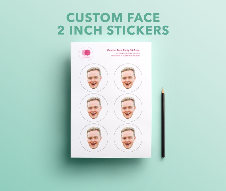 Custom Face Party Favor Stickers 2-inch Upload your photo face, friend or family face At Home Birthday Party Favor Stickers image 1