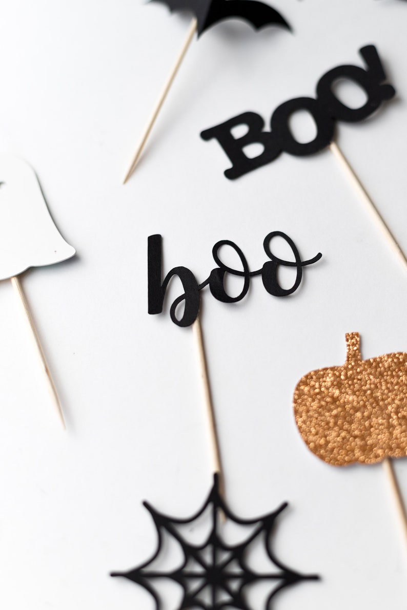 12 Boo Cupcake Topper Flags Food Labels Flag Favor Party Etsy