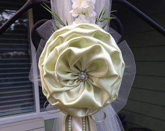 Sage Green Wedding decor Set of 6 Pew Bow Chair Bows Olive Green and Ivory, Church Aisle, Arch decorations Sage Available in many colors