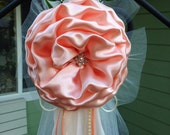 Peach Pew Bows, Chair Bows, Elegant Wedding Bows Church Aisle Decorations