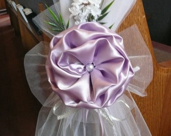 Lilac Lavender Set of 6 Pew Bows, Chair Bows, Elegant Wedding Church Aisle Decorations