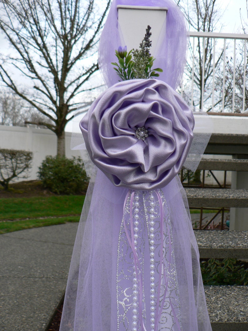 BREATHTAKING Lilac Lavender Pew Bows, Chair Bows, Elegant Wedding Church Aisle Decorations image 5
