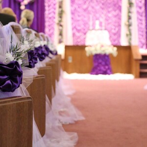 Purple Pew Bows Chair Bows Elegant Wedding Bows Pew Church Aisle Decorations image 3