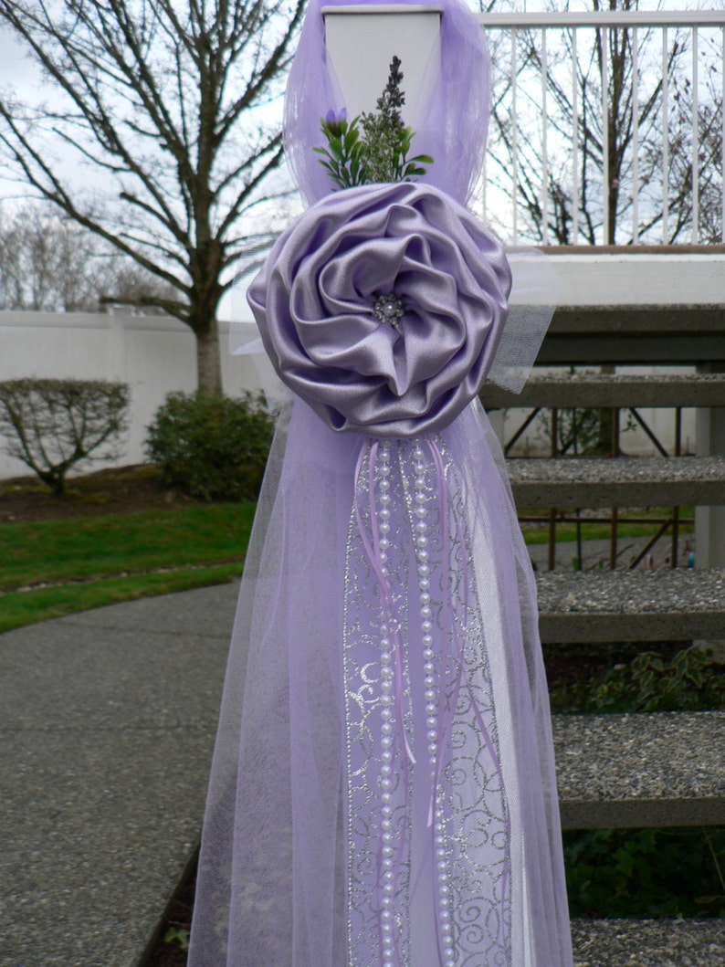 BREATHTAKING Lilac Lavender Pew Bows, Chair Bows, Elegant Wedding Church Aisle Decorations image 4