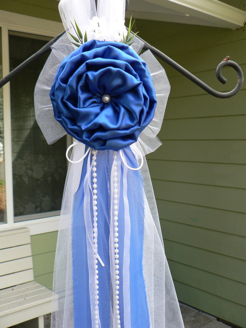 Royal Blue Pew Bows Chair Bows White Wedding Church Aisle | Etsy