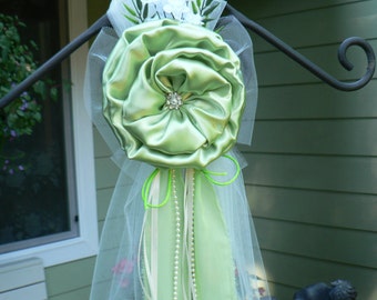 Lime Green Pew Bows, Chair Bows, Elegant Wedding Bows Church Aisle Decorations