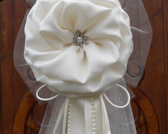 Set of 10 Ivory Pew Bows, Chair Bows, Elegant Wedding Bows Church Aisle Decorations