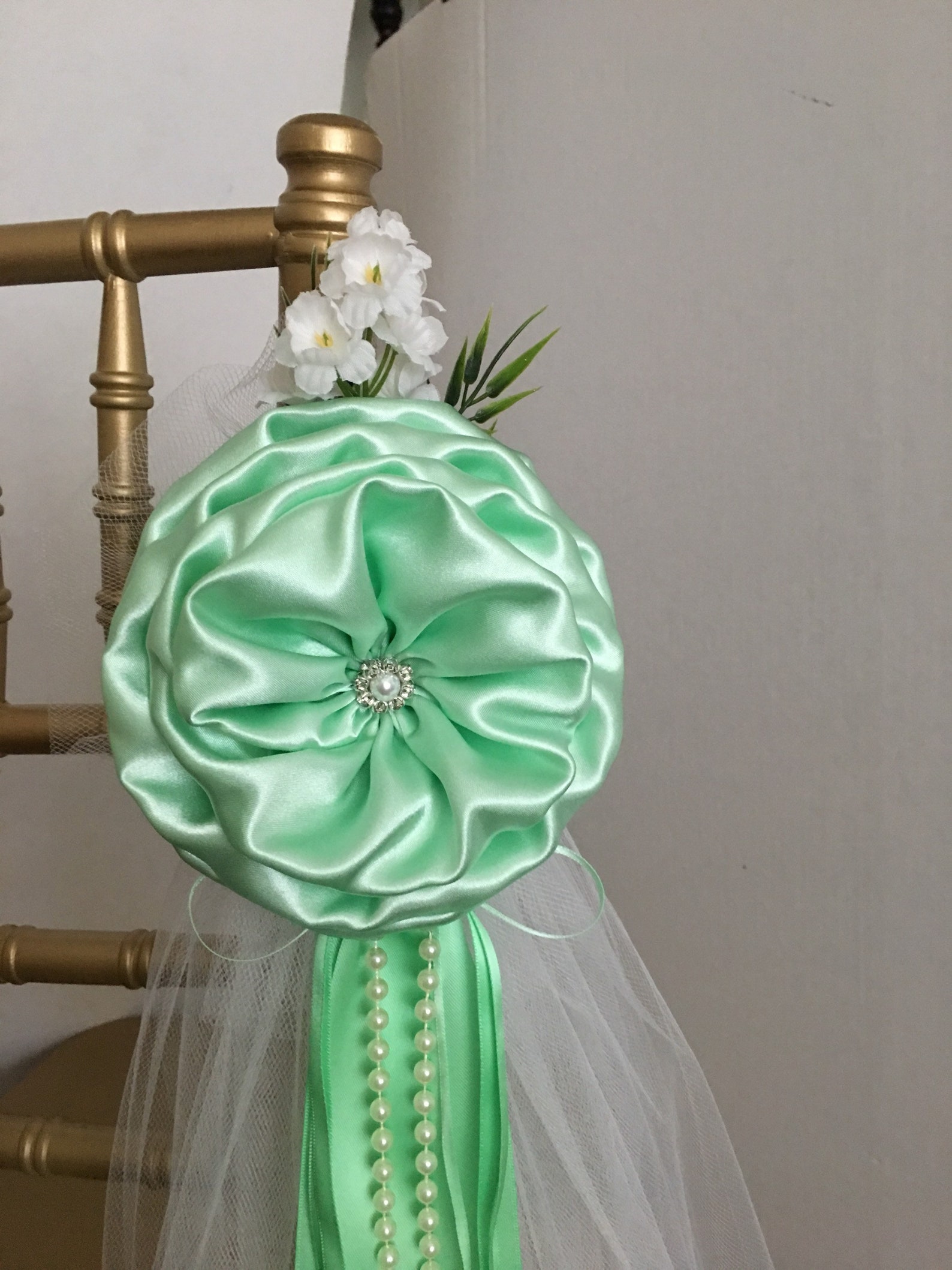 Mint Pew Bows, Chair Bows, Elegant Wedding Bows Church Aisle