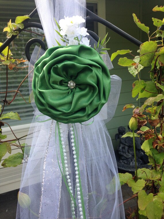 Set Of 6 Clover Green Pew Bows Chair Bow Wedding Aisle Decor Etsy