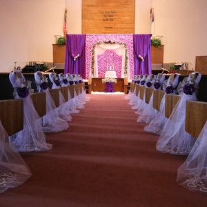 Purple Pew Bows Chair Bows Elegant Wedding Bows Pew Church Aisle Decorations image 1