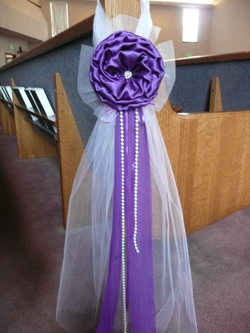 Purple Elegant Wedding Bows Pew Church Aisle Decorations Etsy