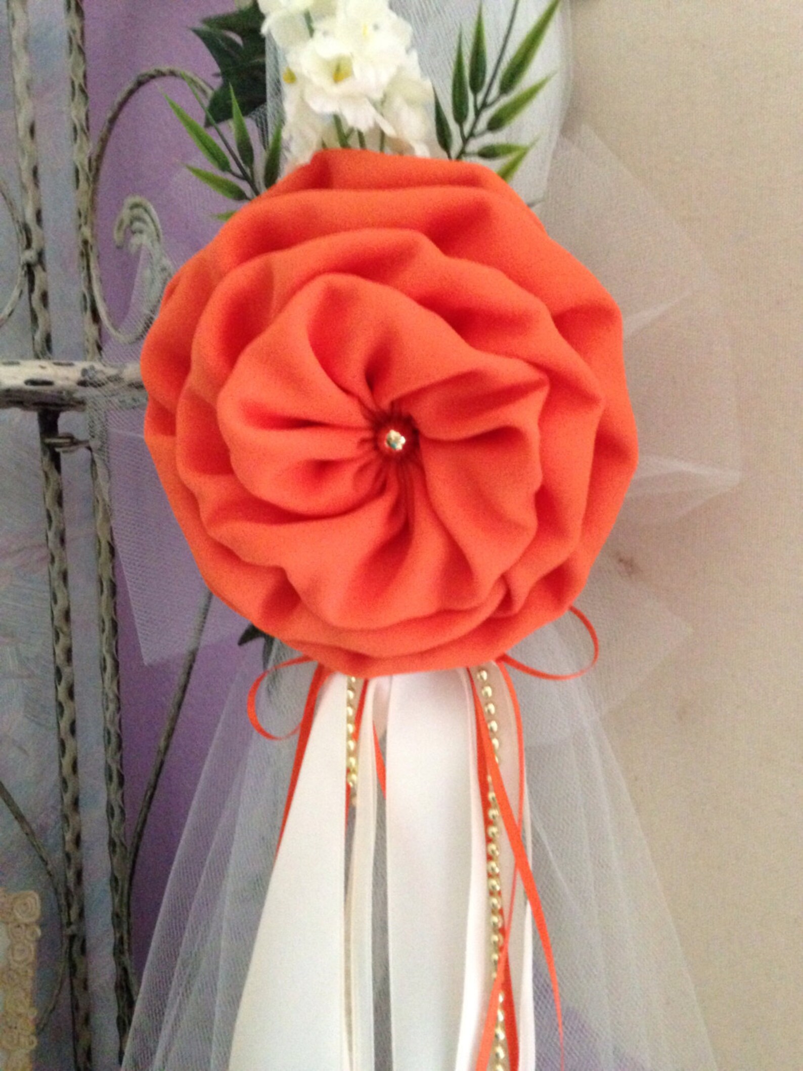 Fall Chair Bows Set of 6 Fall Orange Pew Bows, Chair Bows, Elegant Wedding Bows Church ...