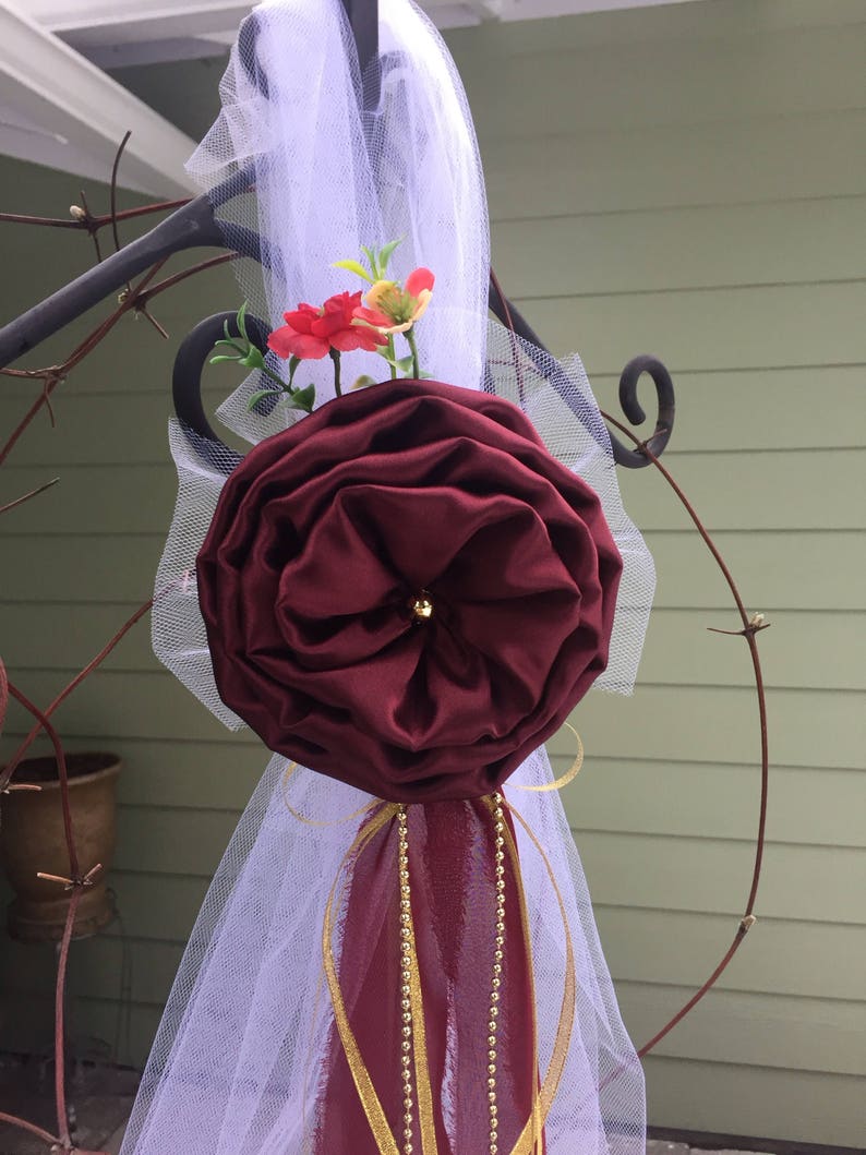 SET OF 6 Burgundy Wine Gold Pew Bows Chair Bows Wine ...
