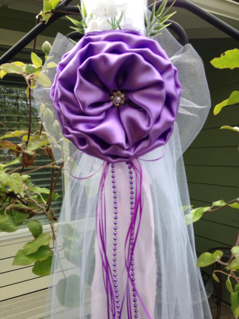 Set Of 10 Purple Wedding Decorations Chair Bows Pew Bow Satin