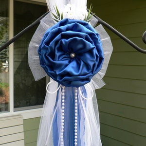 Royal Blue Pew Bows, Chair Bows, White Wedding Church Aisle decorations