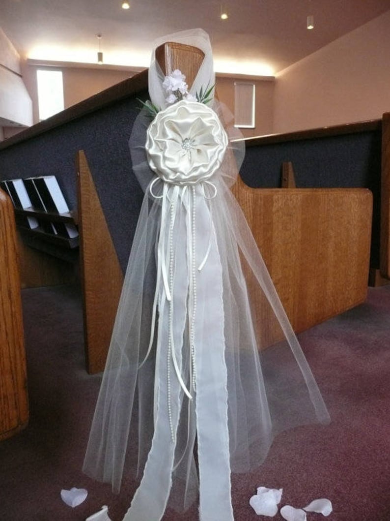 Ivory Pew Bows Chair Bows Elegant Wedding Bows Church Aisle Etsy