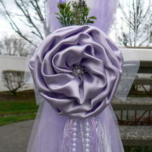BREATHTAKING Lilac Lavender Pew Bows, Chair Bows, Elegant Wedding Church Aisle Decorations image 2