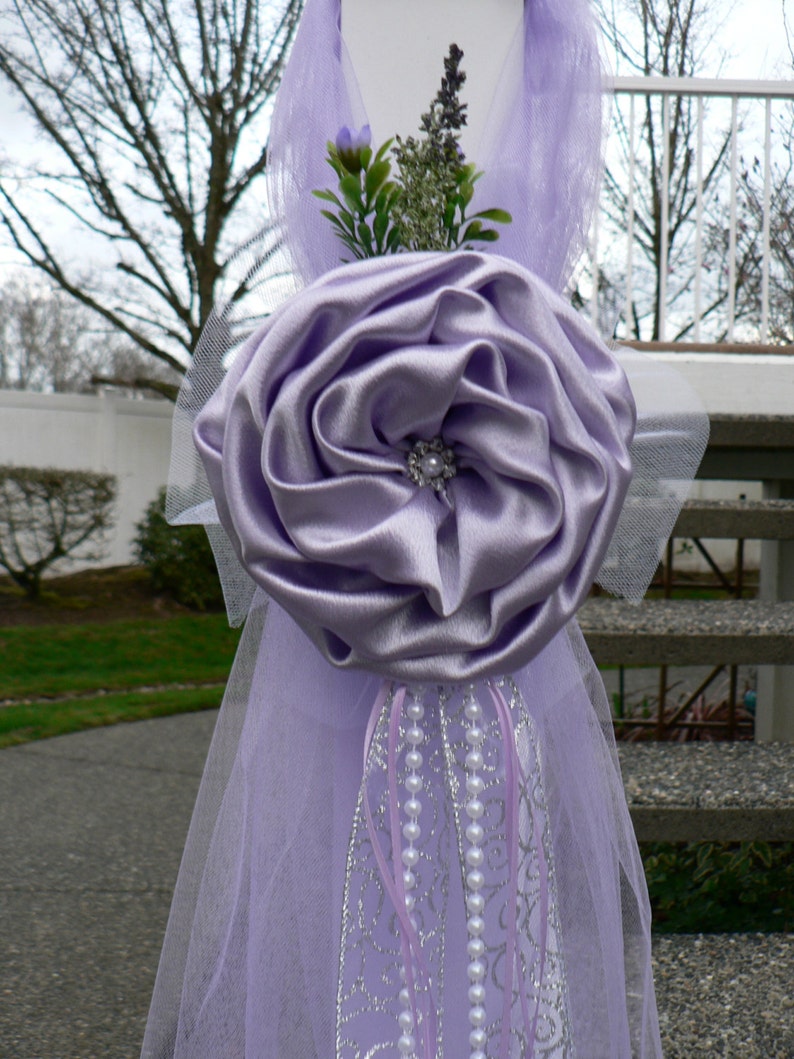 BREATHTAKING Lilac Lavender Pew Bows, Chair Bows, Elegant Wedding Church Aisle Decorations image 1