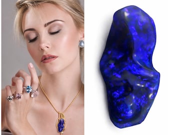 Australian jelly opal 22.94 carat loose gemstone - Solid opal freeform carving by Daniela L'Abbate
