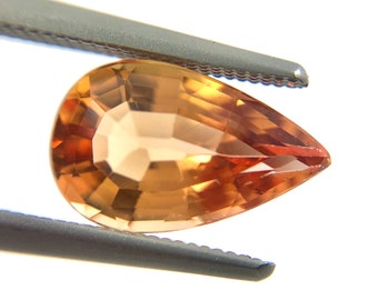 Imperial Topaz orange red 2.39ct 10.93x6.77x4.61mm pear cut loose gemstone - Buy loose or make custom jewelry