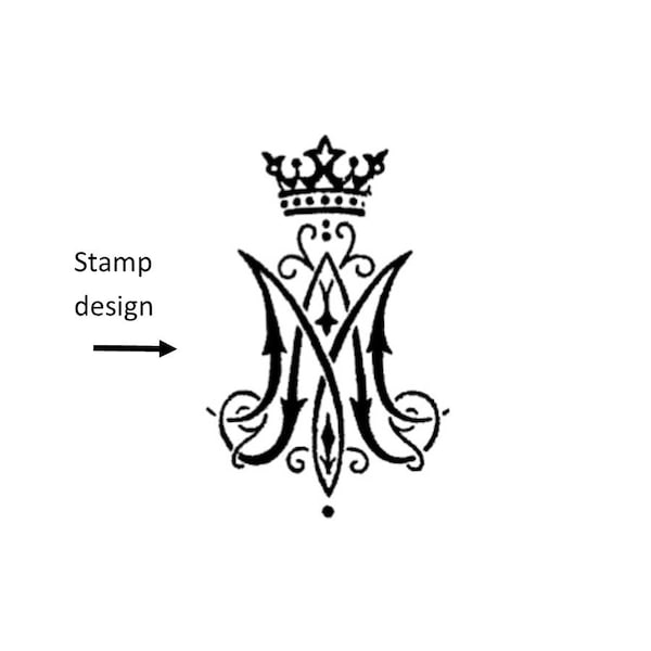Ave Maria / Auspice Maria / Medieval Monogram Symbol of the Blessed Virgin Mary wooden rubber stamp