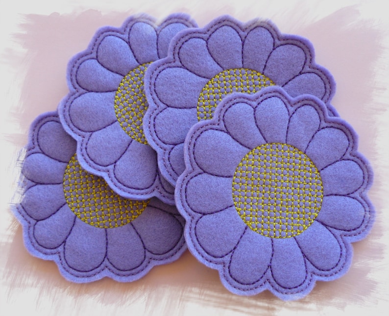 Felt flower coaster in the hoop ith machine embroidery  etsy Felt flower coaster in the hoop ith machine embroidery  etsy
