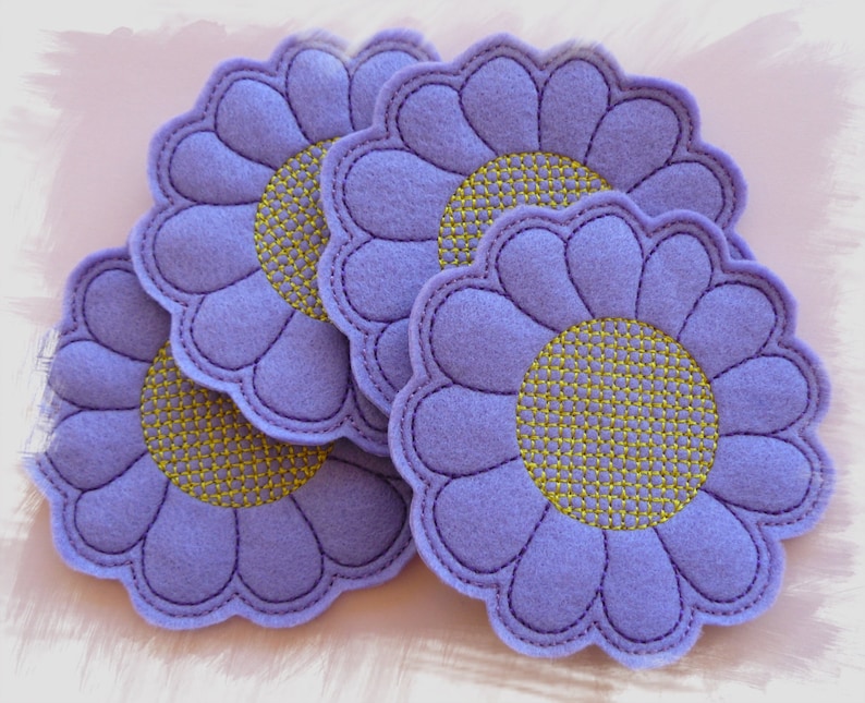 Felt Flower Coaster In The Hoop ITH Machine Embroidery Design image 2