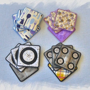 Reversible Coasters Bundle of 4 In The Hoop Machine Embroidery Designs image 1