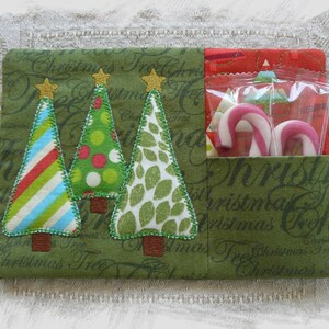 Christmas Trees Naïve Applique Mug Rug With Pocket & Quilting In The Hoop ITH Machine Embroidery Design image 5