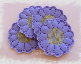 Felt Flower Coaster In The Hoop (ITH) Machine Embroidery Design