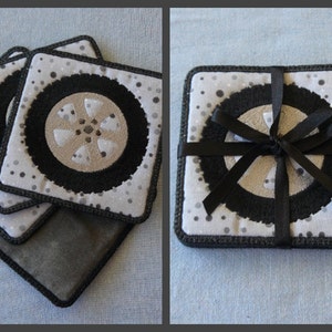 Reversible Coasters Bundle of 4 In The Hoop Machine Embroidery Designs image 3