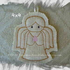 In The Hoop Burlap (Hessian) Christmas Angel Hanging Ornament Machine Embroidery Design