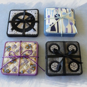 Reversible Coasters Bundle of 4 In The Hoop Machine Embroidery Designs image 2