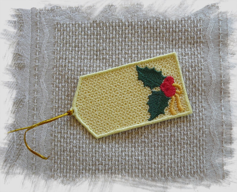 Christmas Gift Tag Free Standing Lace Machine Embroidery Etsy